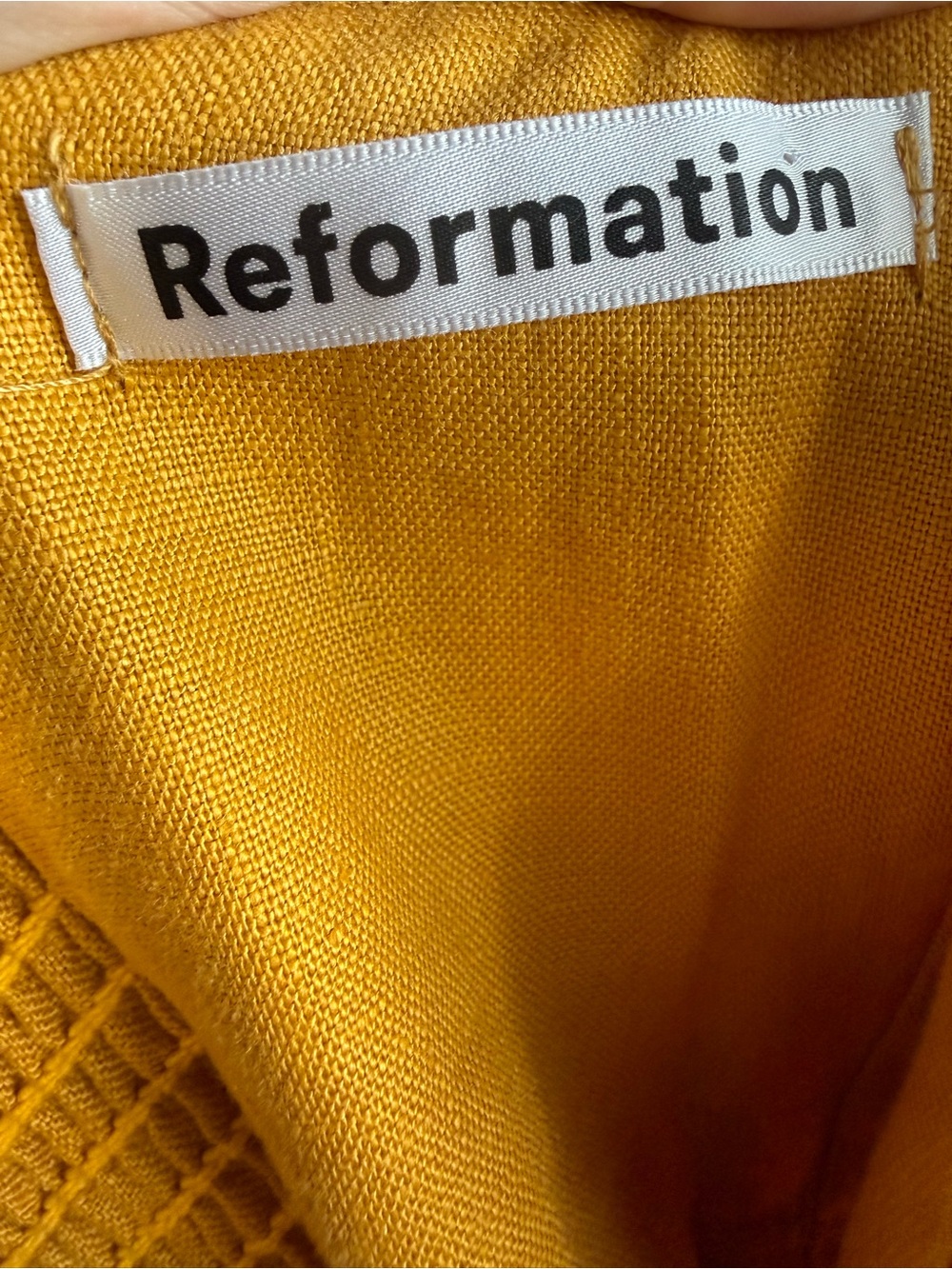 Reformation Linen Midi Dress Yellow Mustard Tie Strap Size 0 - Picture 4 of 8
